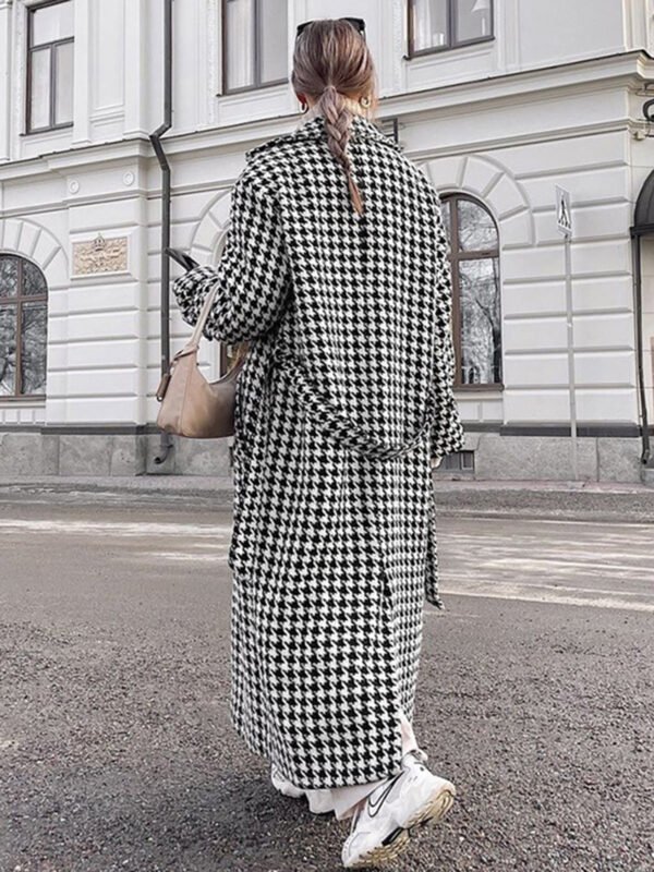 Oversized Houndstooth Tweed Trench Coat - 图片 5