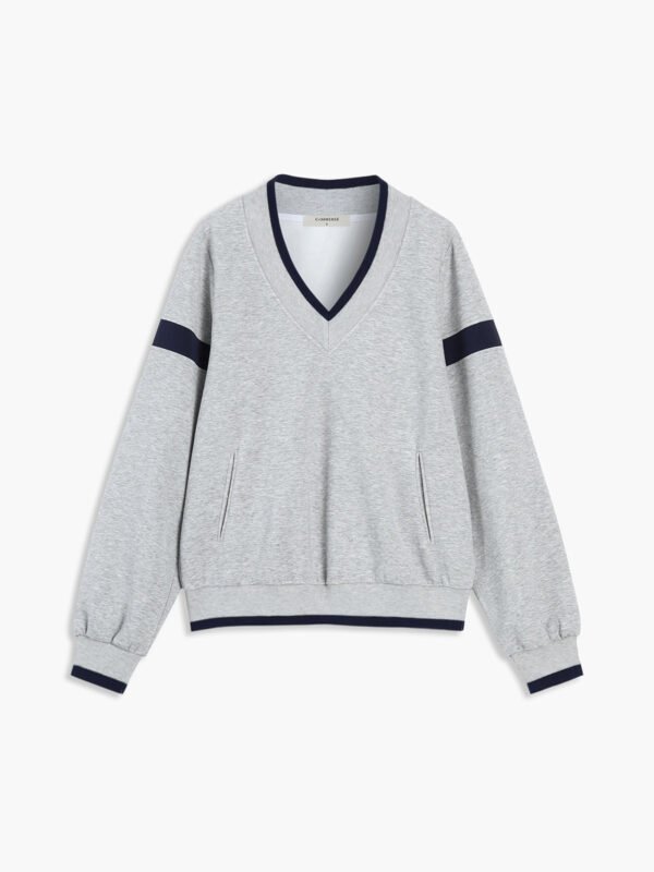 Contrast Trim Oversized Sweatshirt - 图片 3