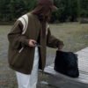 Stand Collar Contrast Trim Pockets Jacket - 图片 2