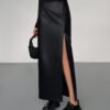 Side Split PU Leather Midi Skirt - 图片 2