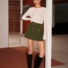Retro Mid-Waist Pleated Mini Skirt - 图片 4