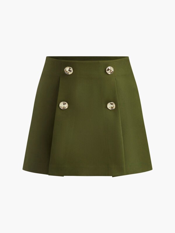 Retro Mid-Waist Pleated Mini Skirt - 图片 2